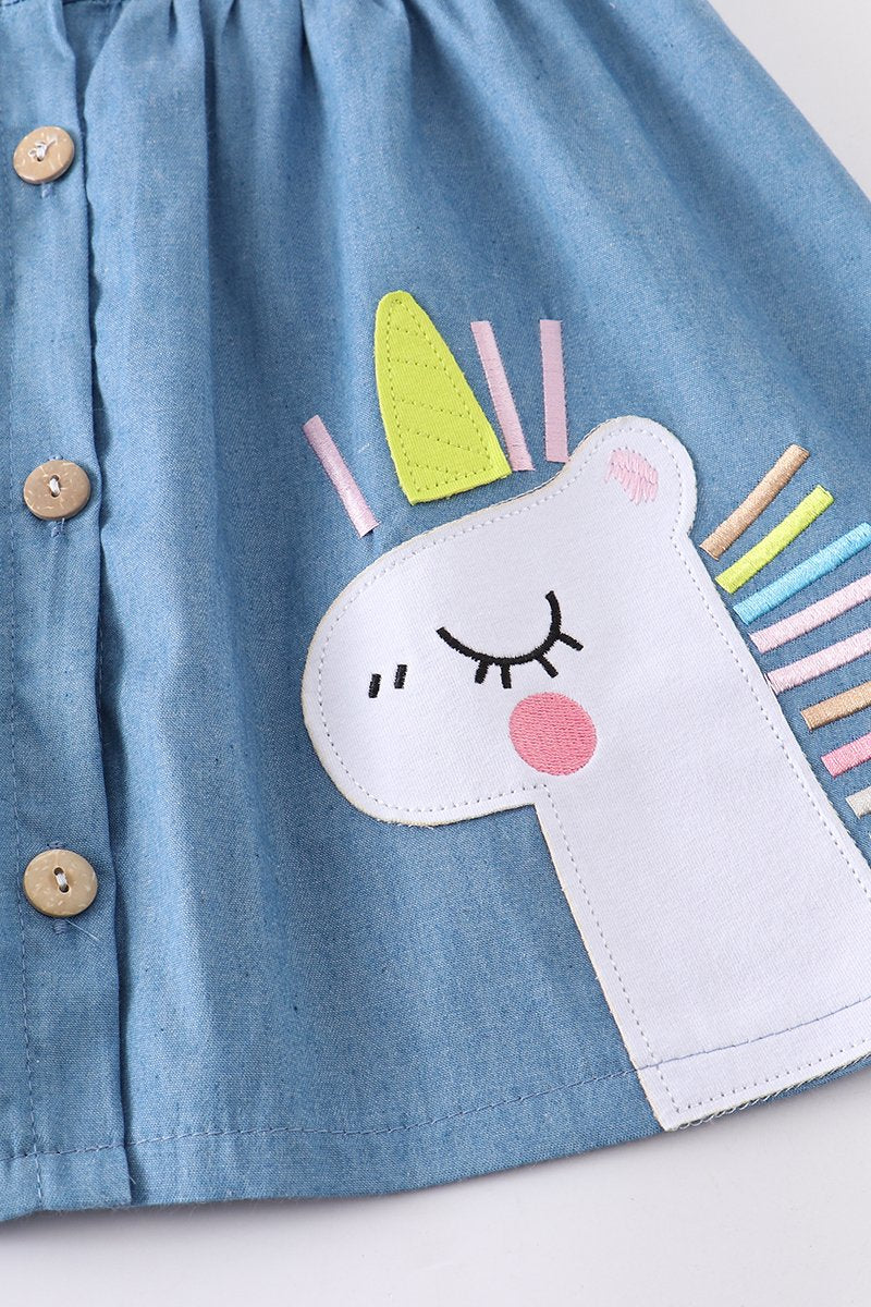 denim unicorn dress Lola + The Boys Unicorn Dreams Denim Dress, 3