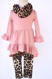 Pink leopard  3 pieces girls scarf set SJT-012206