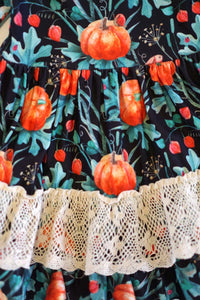 Turquoise pumpkin lace ruffle dress QZ-319386
