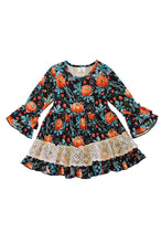 Load image into Gallery viewer, Turquoise pumpkin lace ruffle dress QZ-319386
