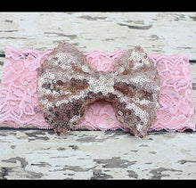 Load image into Gallery viewer, Newborn Lace Sequins Bow Set
