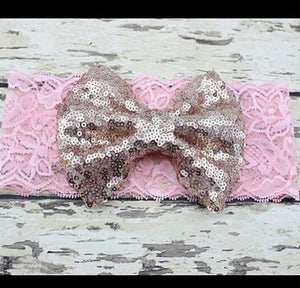 Newborn Lace Sequins Bow Set