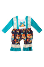 Load image into Gallery viewer, Blue pumpkin ruffle baby romper CXPPF-540014
