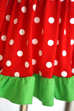 Load image into Gallery viewer, Red polkadot reindeer applique ruffle dress CXQ-540045
