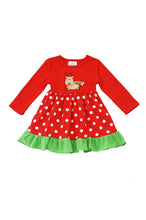 Load image into Gallery viewer, Red polkadot reindeer applique ruffle dress CXQ-540045
