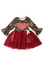 Load image into Gallery viewer, Leopard heart maroon tutu dress CXQ-600138 sale
