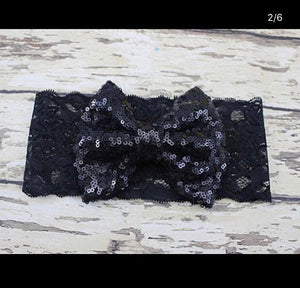 Newborn Lace Sequins Bow Set