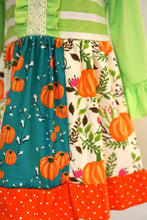 Load image into Gallery viewer, Green pumpkin lace ruffle dress 809144
