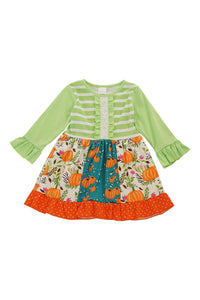 Green pumpkin lace ruffle dress 809144