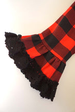 Load image into Gallery viewer, Red black plaid layered lace dress CXQZ-800315
