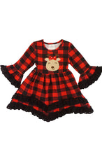Load image into Gallery viewer, Red black plaid layered lace dress CXQZ-800315
